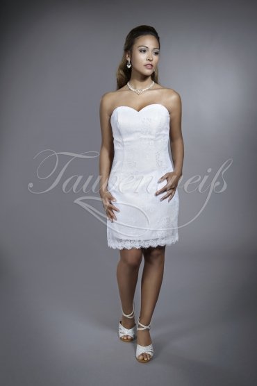 Wedding dress TW0183B - Wedding dress TW0183B short mini civil wedding strapless sweetheart lace zipper