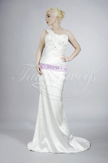 Wedding dress TW0185B - Wedding dress TW0185B silk-like satin purple lavender belt one strap train