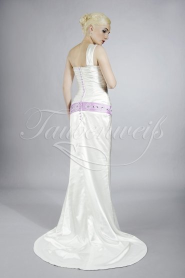 Wedding dress TW0185B - Wedding dress TW0185B silk-like satin purple lavender belt one strap train 3