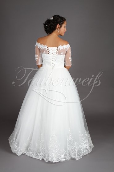 Wedding dress TW0188B - Wedding dress TW0188B tulle lace bateau neck 3/4 sleeves no train 3