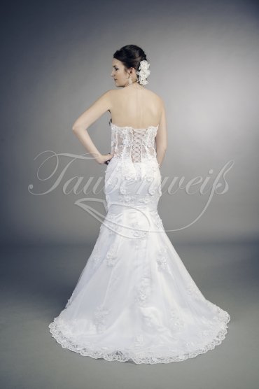Wedding dress TW0190B - Wedding dress TW0190B mermaid sexy transparent bodice 3D flowers lace-up train 3