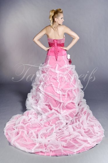 Wedding dress TW0205B - Wedding dress TW0205B pink and white extravagant strapless long train 3