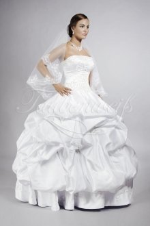 Wedding dress TW0067B - Wedding dress TW0067B pricess satin ruffles embroidery silver no train